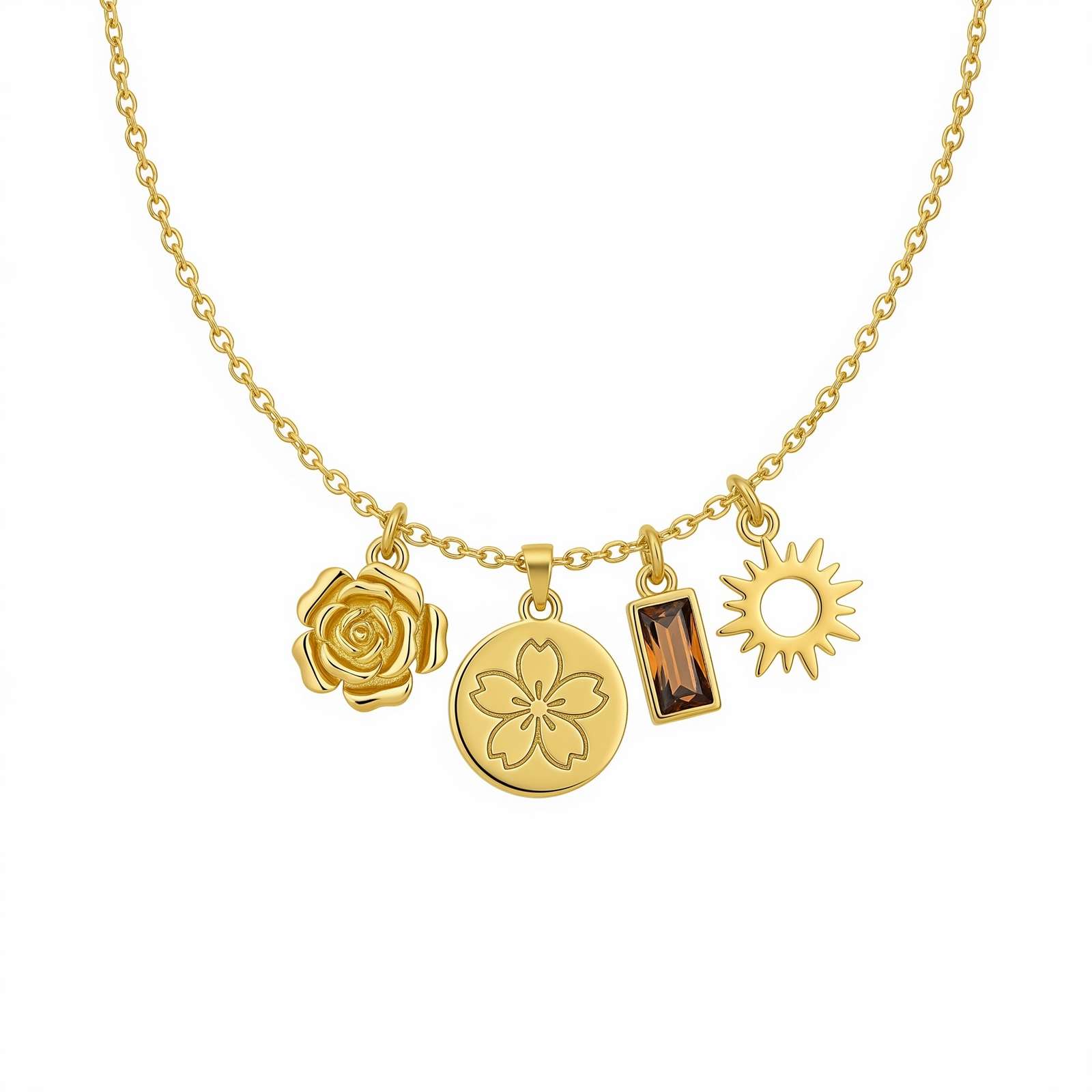 Dedicated Women's Charm Necklace with Custom Birth Month Flower Pendant and Personalized Birthstone Charm Gift for Elegant Layering and Meaningful Daily Wear