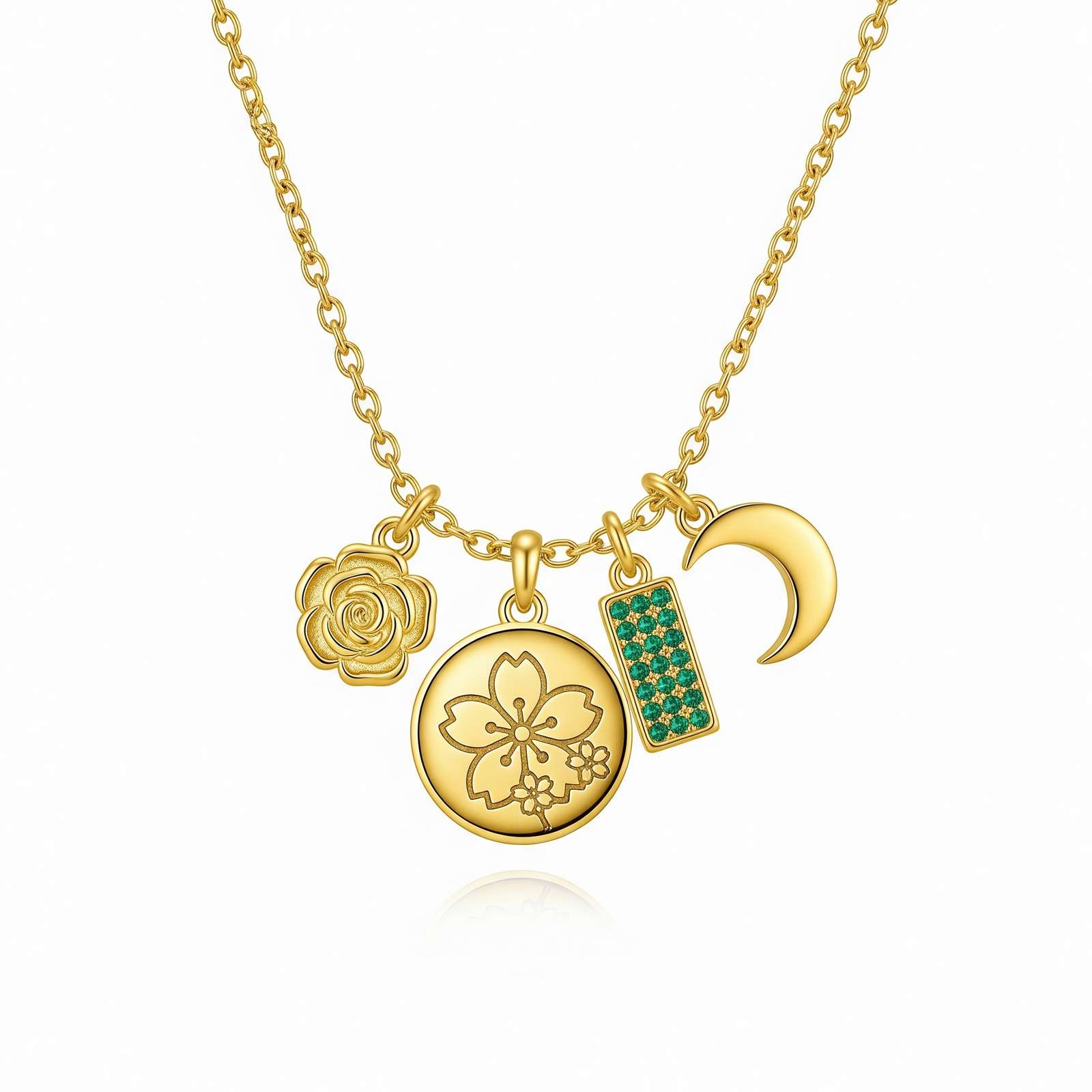 Custom Gold Charm Necklace with Birth Month Flower and Birthstone Jewelry – A Dedicated Women's Charm Necklace Celebrating Meaningful Elegance