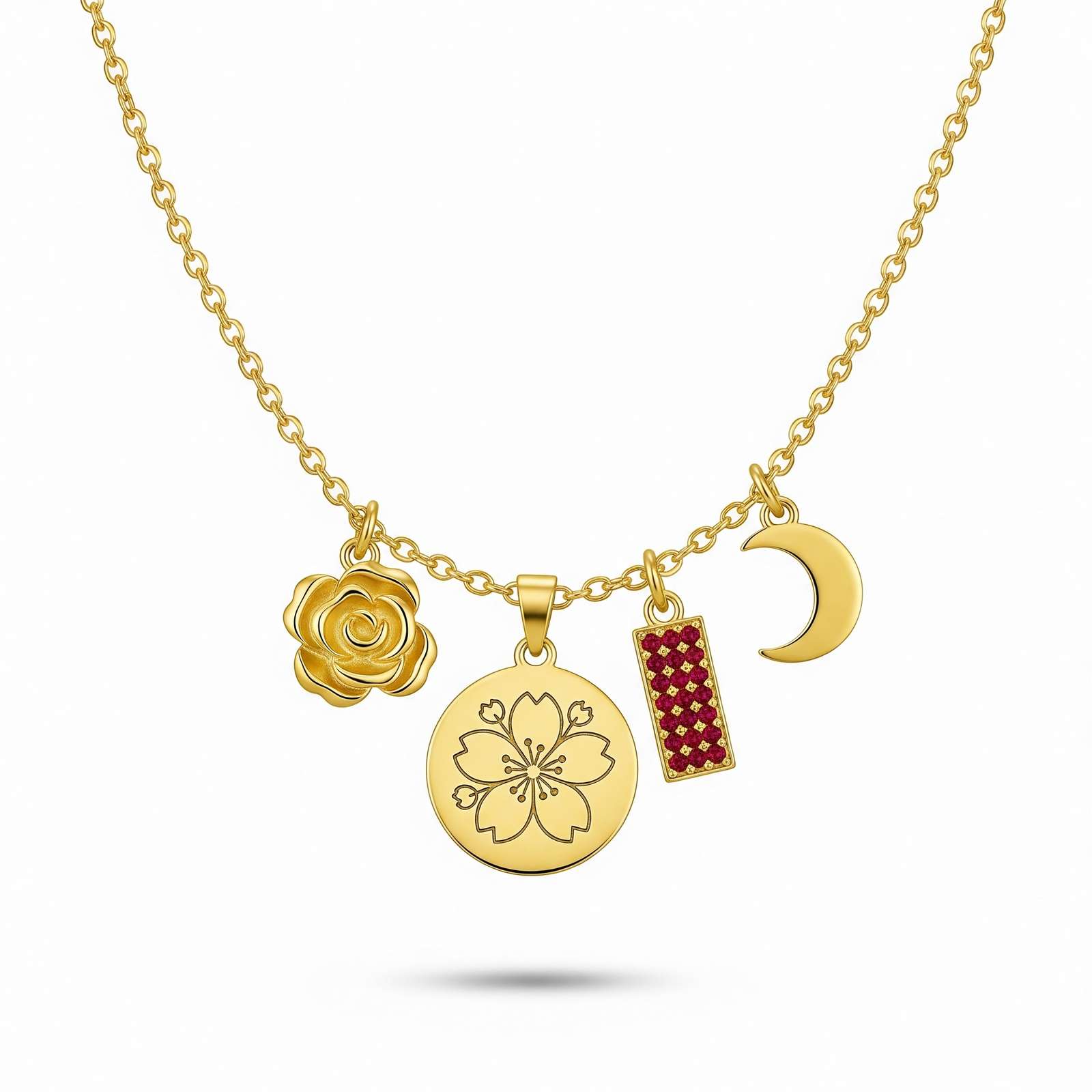 Women's Birthstone Charm Necklace - Custom Birth Month Flower Necklace, Dedicated Women's Gift Necklace