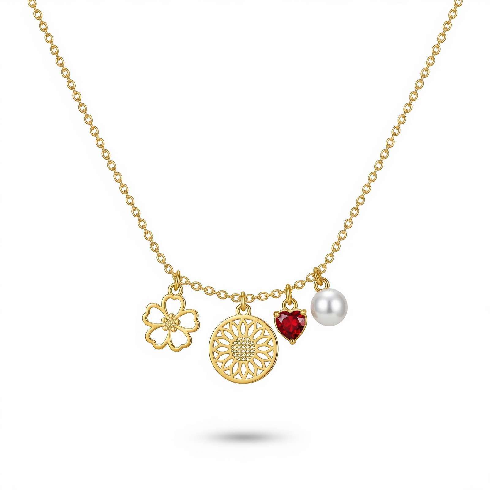 Dedicate Women's Gift Charm Necklace with Custom Birthstone Flower Pendant – Elegant Gold Charm Birthstone Necklace for Personalized Style