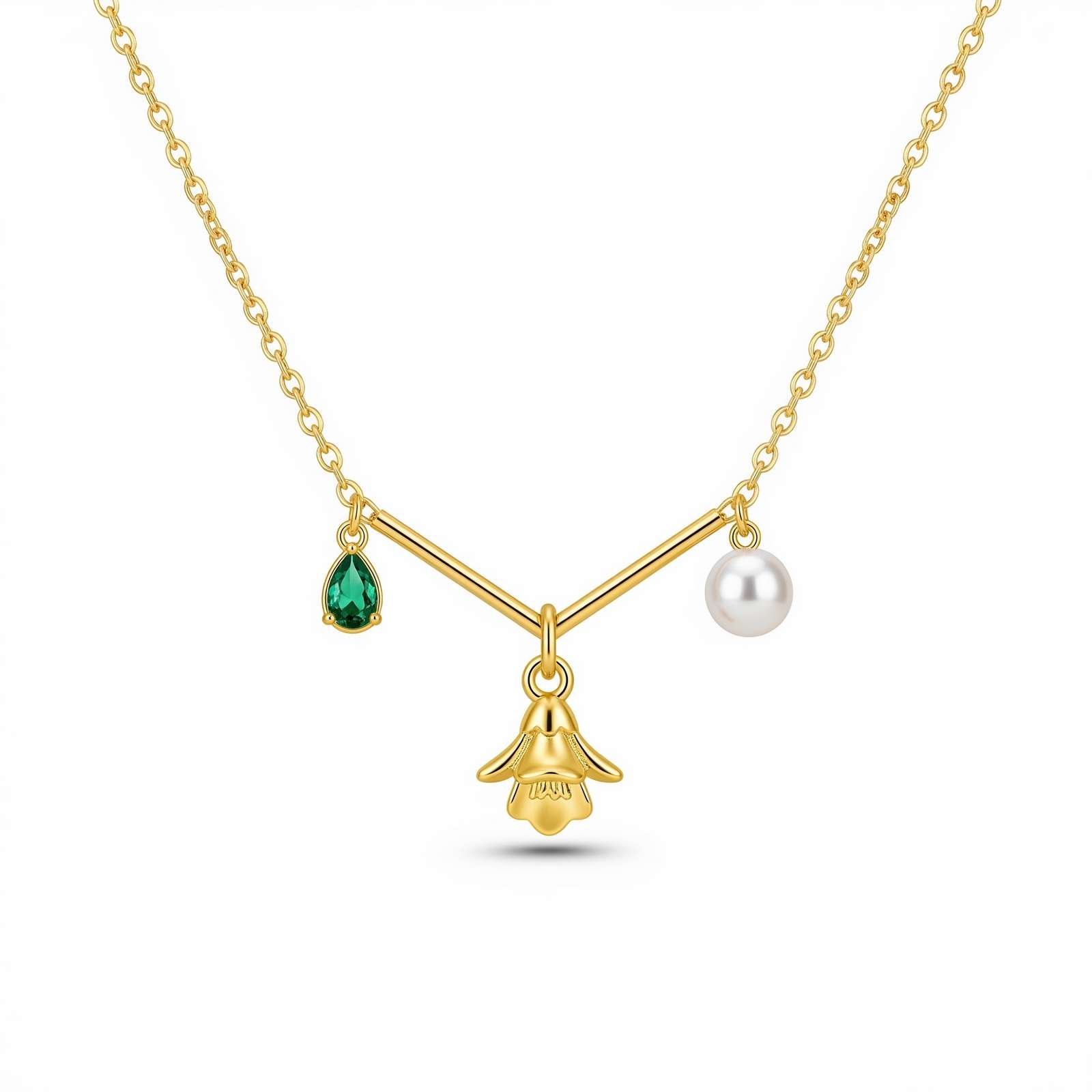 Custom Birthstone Flower Necklace – Elegant Women's Personalized Charm Necklace with Birth Month Flower Jewelry Accents