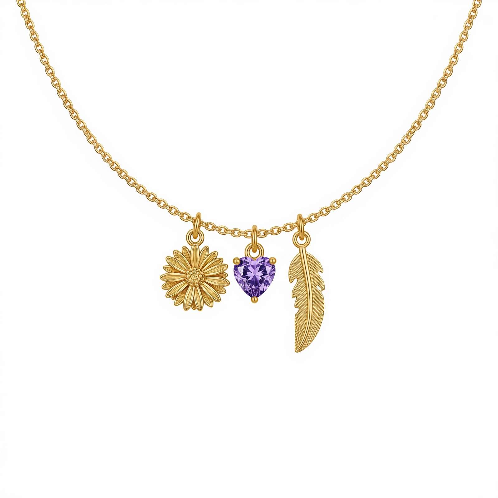 Delicate Women's Gift Necklace with Custom Birthstone Charm & Flower Birthstone Jewelry – A Personalized Touch of Elegance