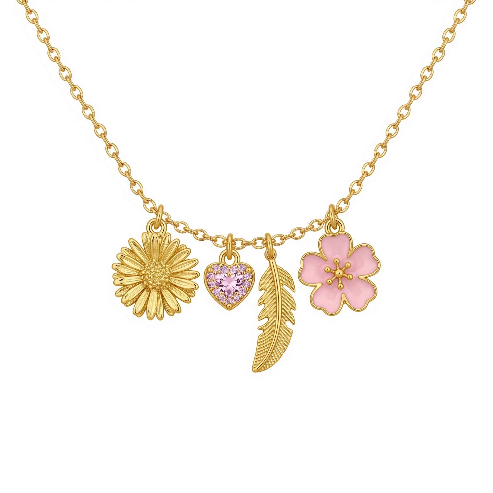 Custom Birthstone Charm Necklace with Personalized Flower Birthstone Necklace Design – A Unique Women's Gift Charm Necklace for Every Occasion