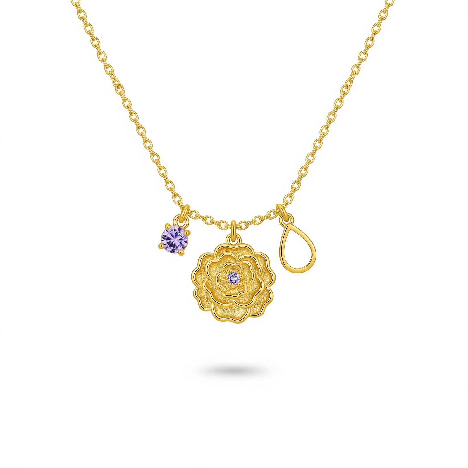 Dedicate Women's Gift Custom Birth Flower Necklace – Gold Birthstone Charm Pendant Necklace – Personalized Layered Flower Charm Necklace