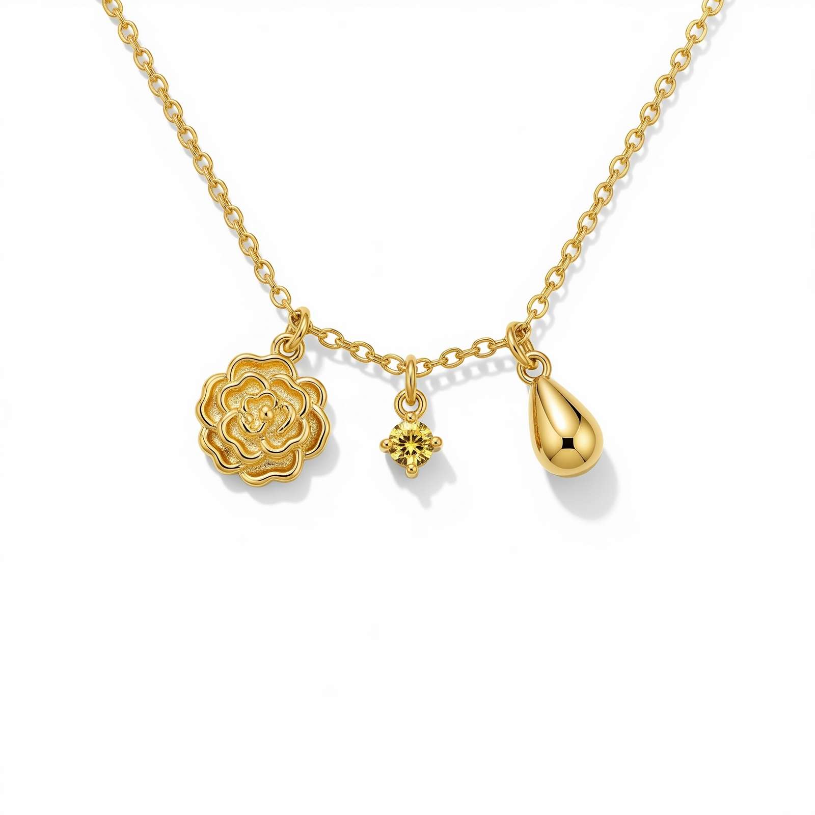 24k Gold Charm Necklace for Women with Custom Flower Birthstone Pendant – A Dedicate Women's Gift Charm Necklace That Blends Elegance, Personalization, and Timeless Style
