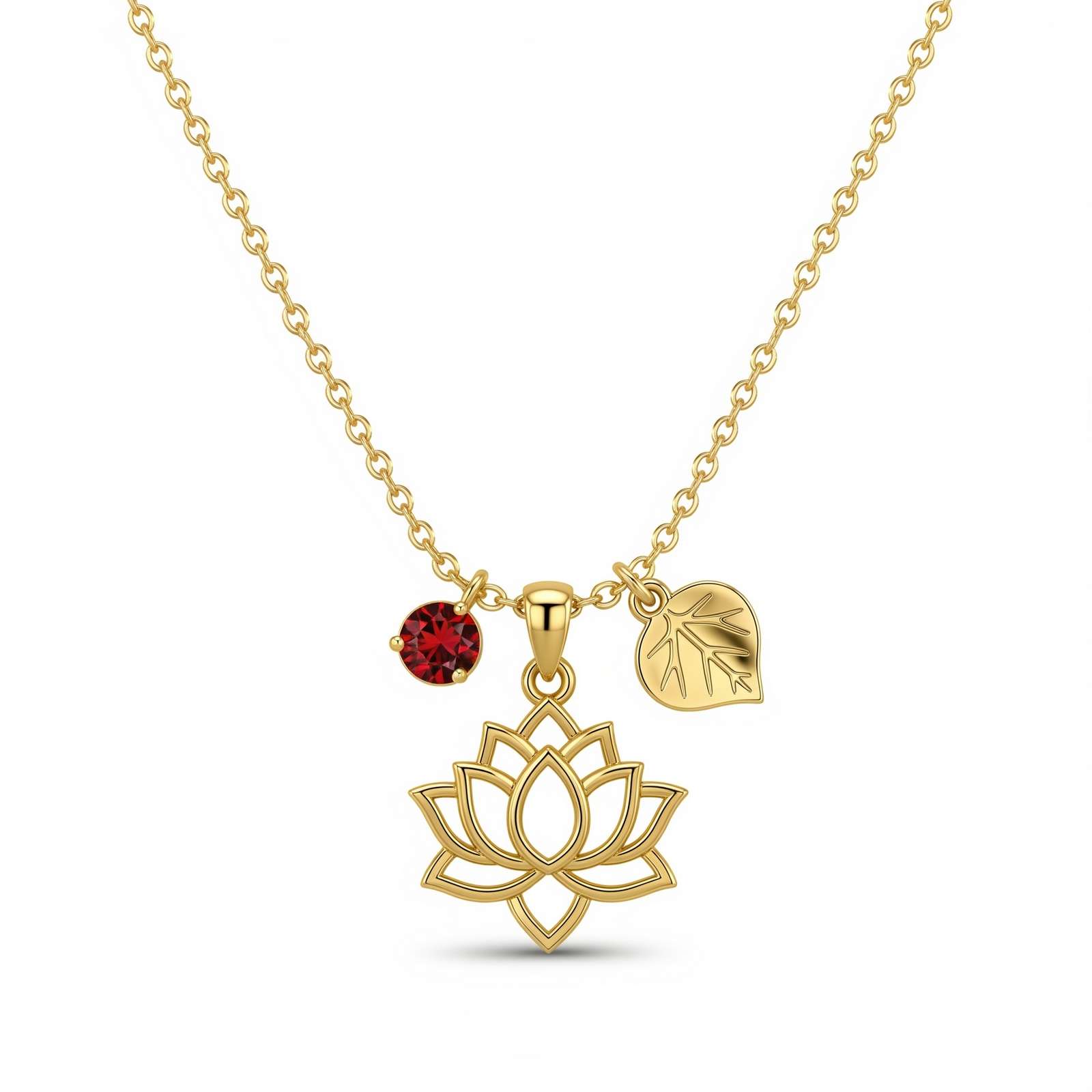 Custom Lotus Flower Birthstone Necklace – Personalized Women's Charm Necklace Gift – Delicate Women's Gift Custom Birth Month Flower Birthstone Charm Necklace