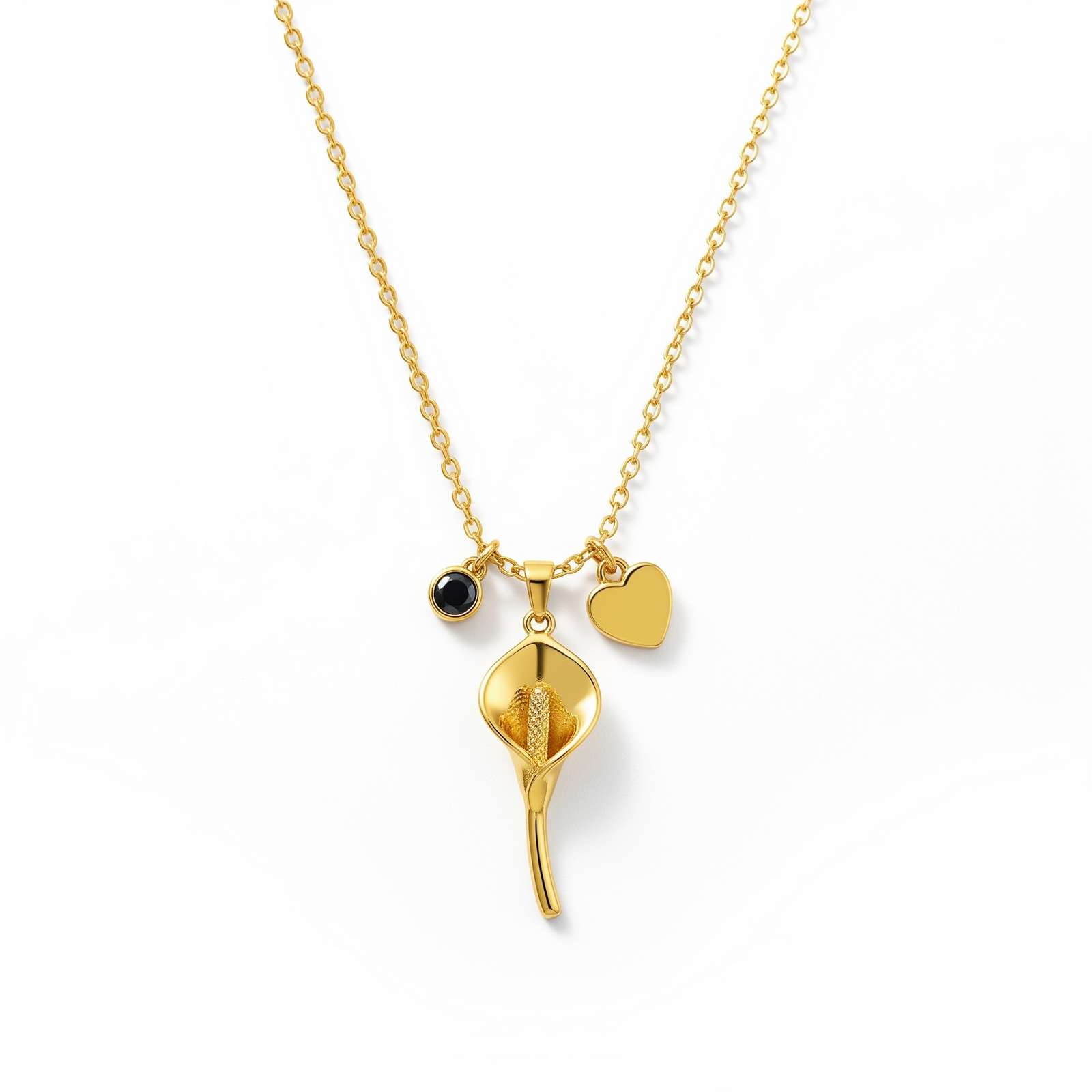 Elegant Women's Gold Charm Necklace with Custom Birthstone Pendant and Personalized Flower Necklace Design – Stylish Keepsake for Every Occasion