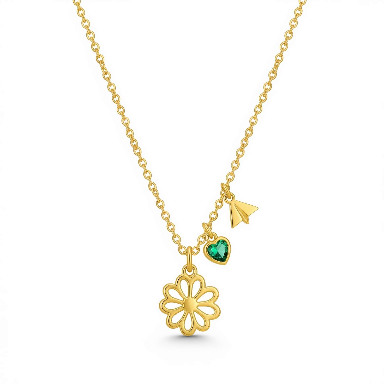 Elegant Dedicated Women's Gift Necklace with Birth Month Flower Charm and Personalized Gold Heart Paper Plane Pendant – A Timeless Symbol of Love & Connection