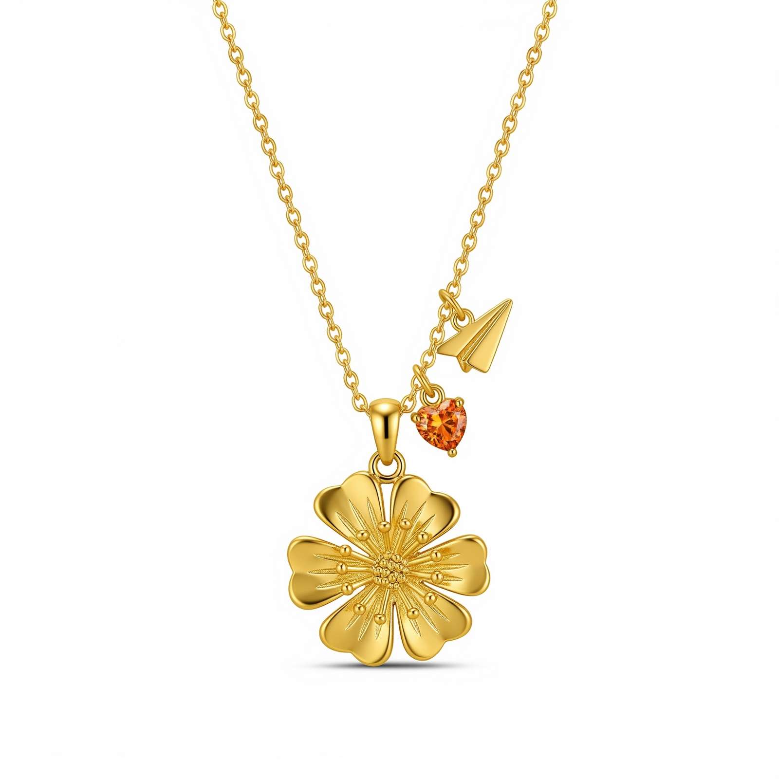 Dedicate women's gift custom birth month flower birthstone charm necklace – elegant gold flower pendant necklace with birthstone – exquisite personalized dainty floral charm jewelry for her