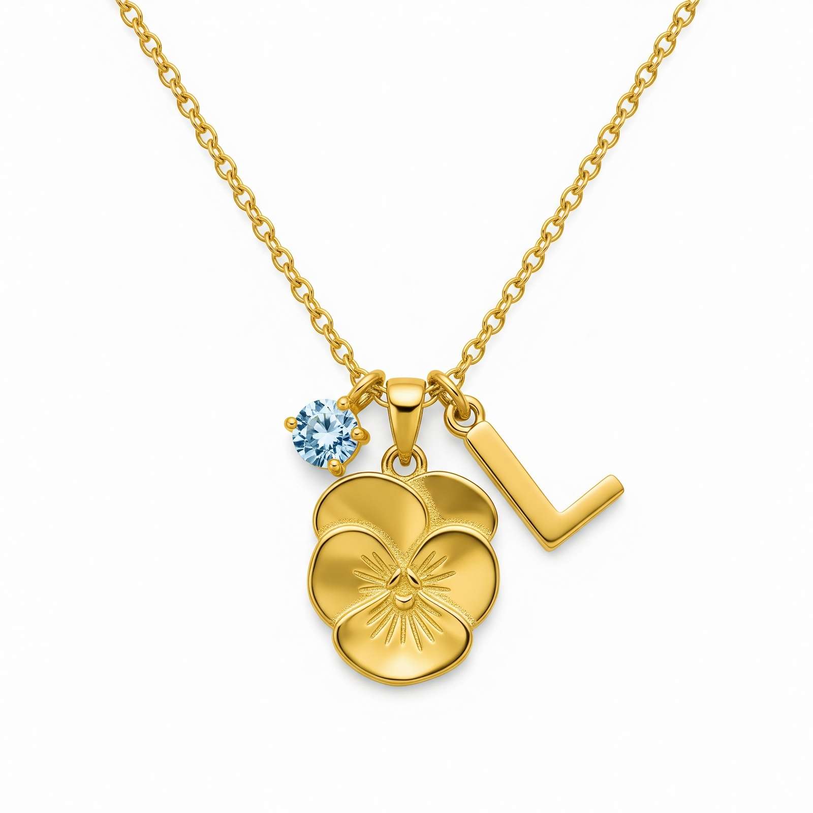 Custom Birth Flower Charm Necklace with Gold Initial and Birthstone Pendant – A Delicate Women’s Gift Necklace for Cherished Moments