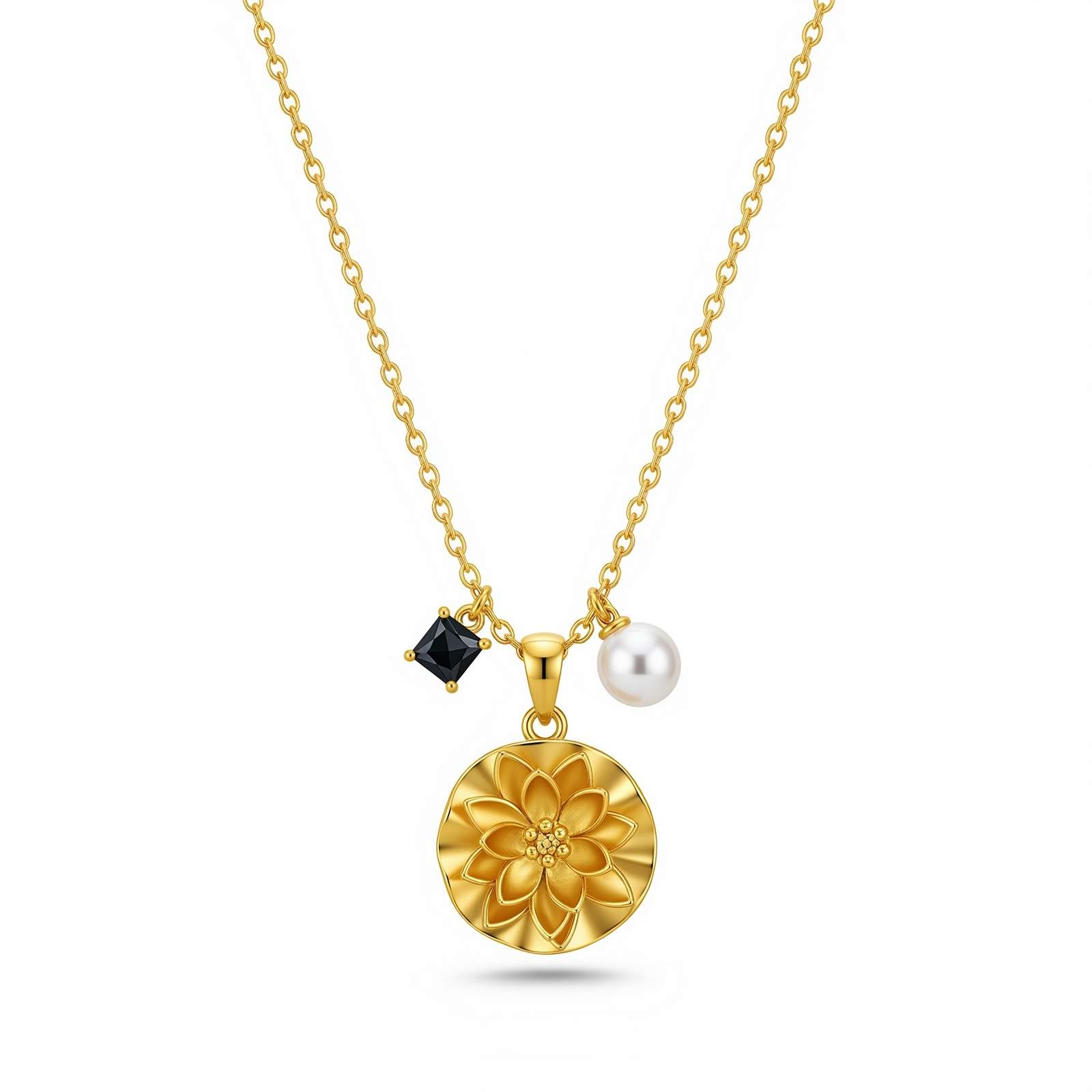 Personalized Women's Birthstone Necklace - Custom Flower Charm Jewelry with Birth Month Charm