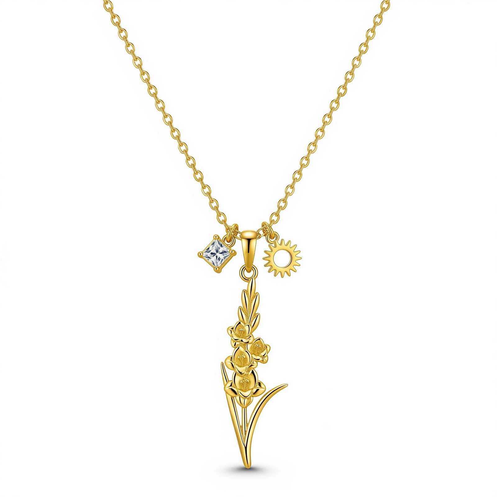 Dedicate Women's Gift Custom Birth Flower Necklace – Personalized Daffodil Pendant Gold Charm – April Birth Month Floral Jewelry Gift
