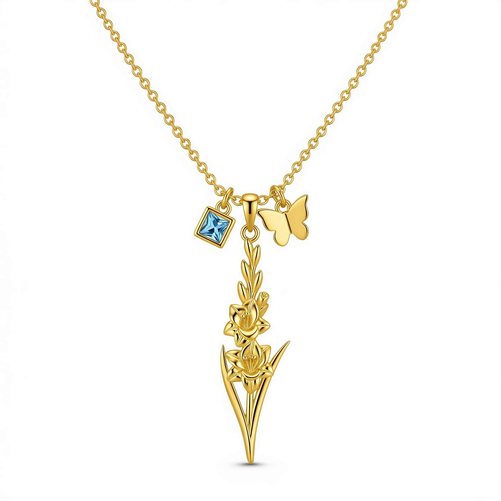 Delicate dedicate women's gift custom birthstone flower necklace – a personalized floral birthstone pendant gift and birth month flower charm necklace for her