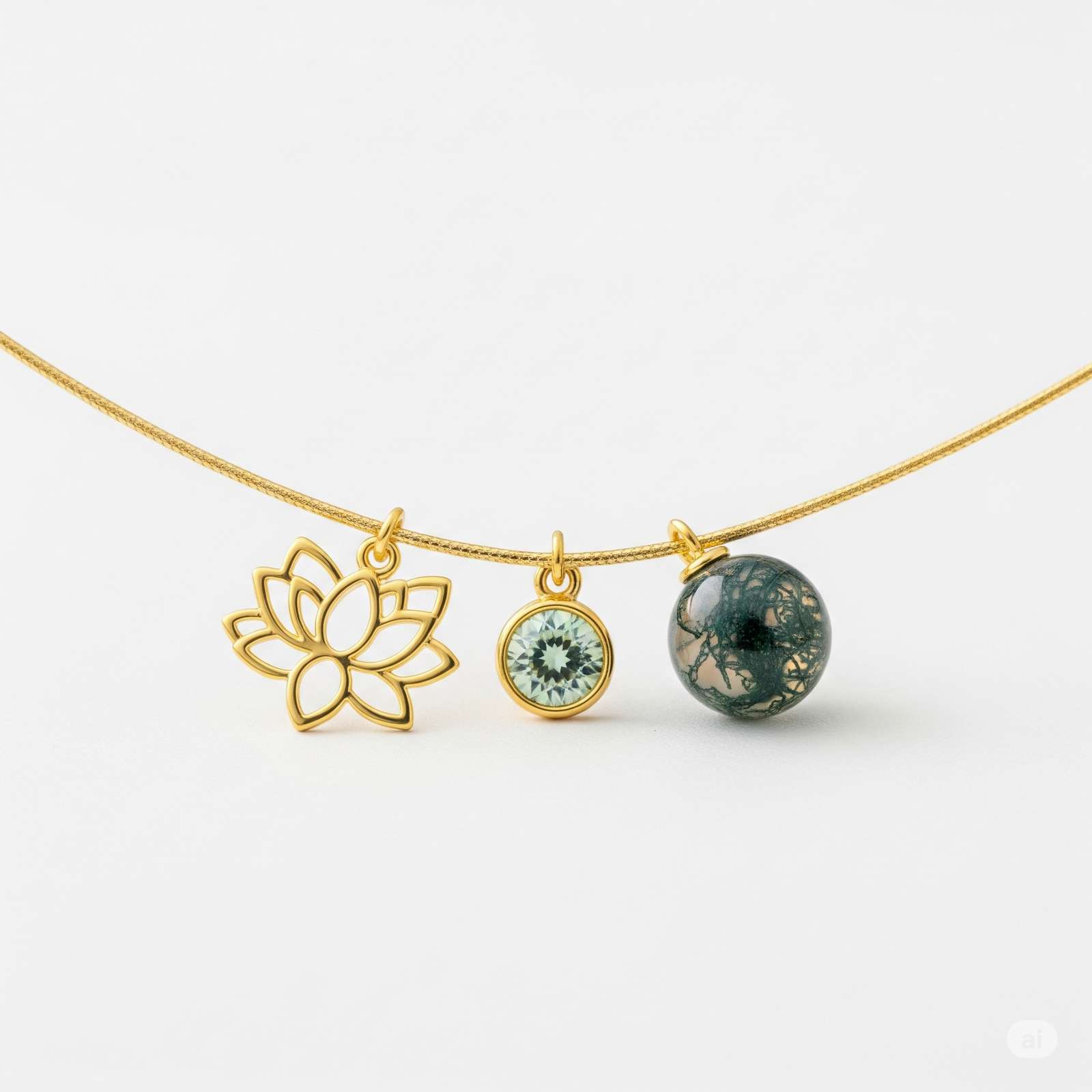 Dedicate Women's Gift Custom Birthstone Flower Charm Necklace with Gold Lotus Flower Pendant Necklace – Personalized Botanical Charm Jewelry for Meaningful Style