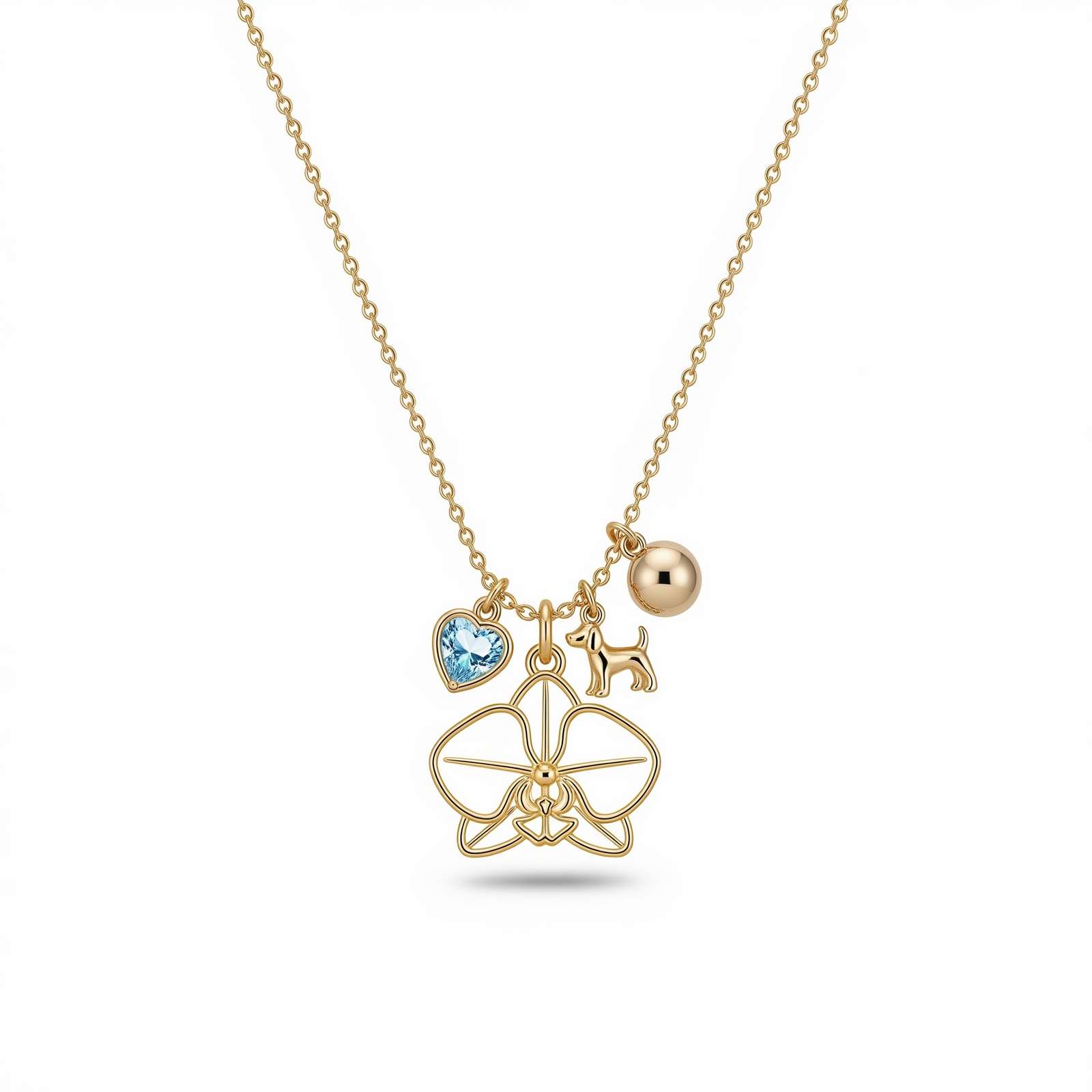 Custom Birthstone Flower Necklace with Dog Charm – Personalized Charm Necklace with Dog for Women – A Dedicated Women’s Gift Necklace of Love & Elegance