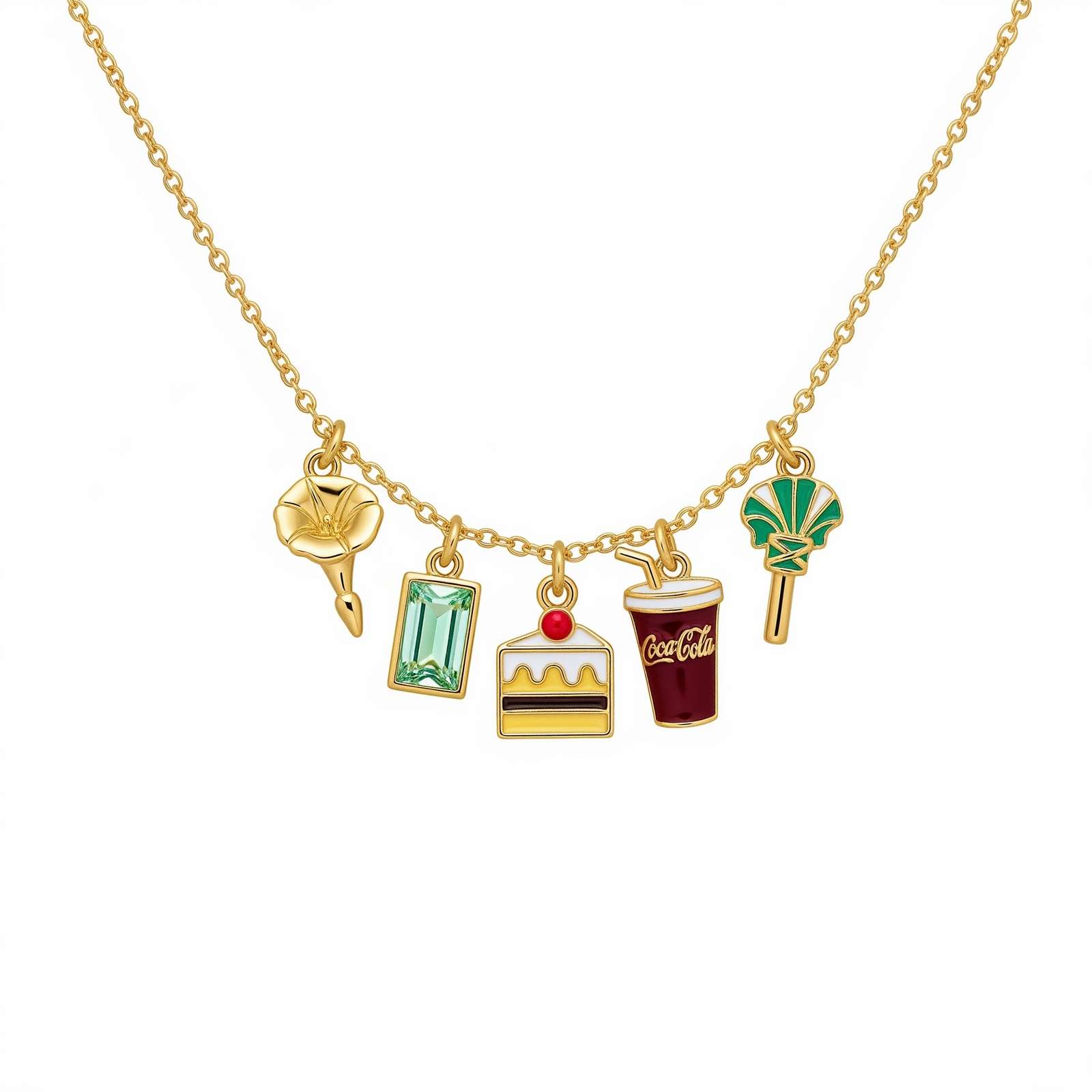 Charmtone dedicate women's gift custom birth month charm necklace, cute food charm necklace for girls, enamel dessert pendant gold chain jewelry for stylish layered looks