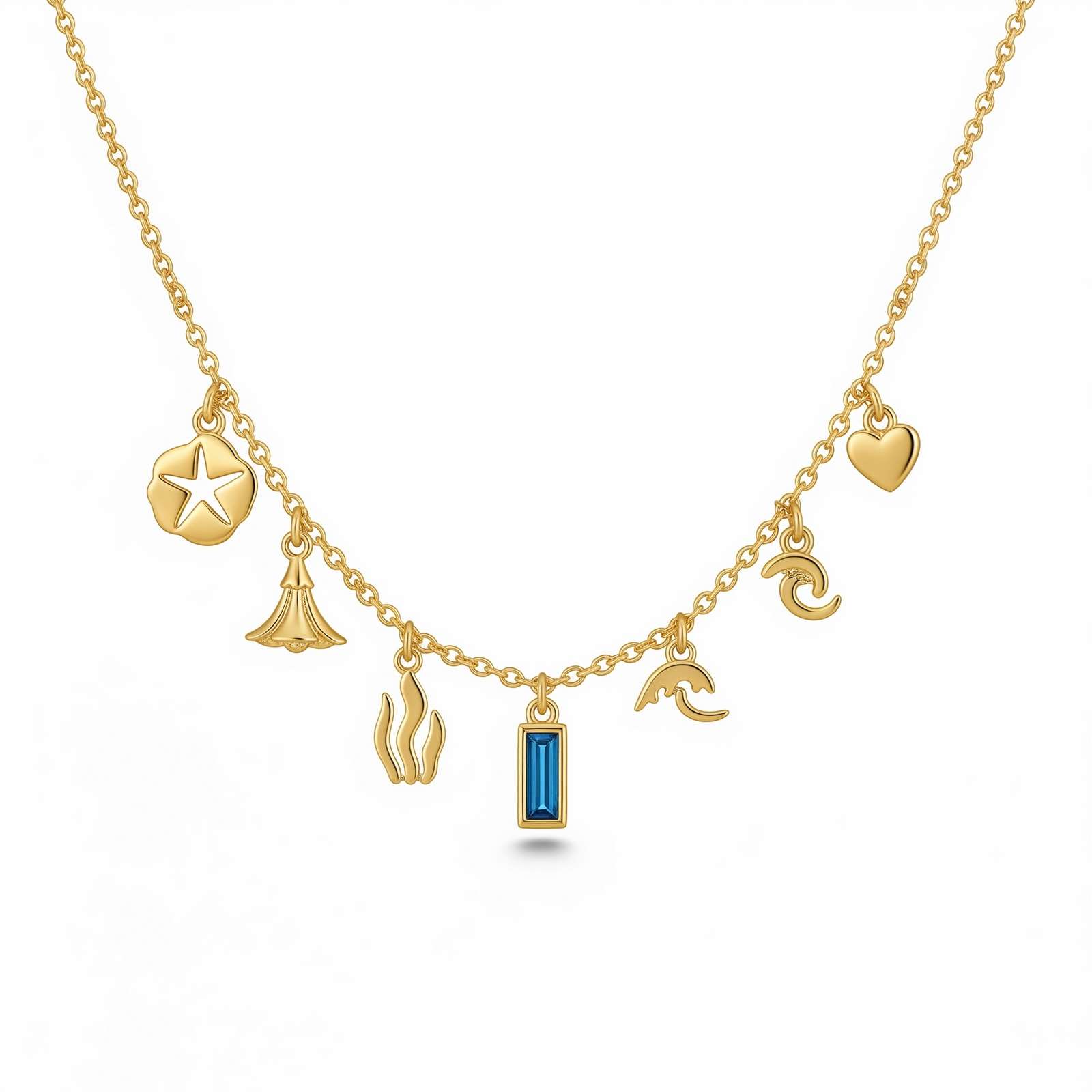 Custom Birthstone Charm Necklace with Zodiac Flower Pendant – Delicate Women’s Gift Necklace in Elegant Gold Finish