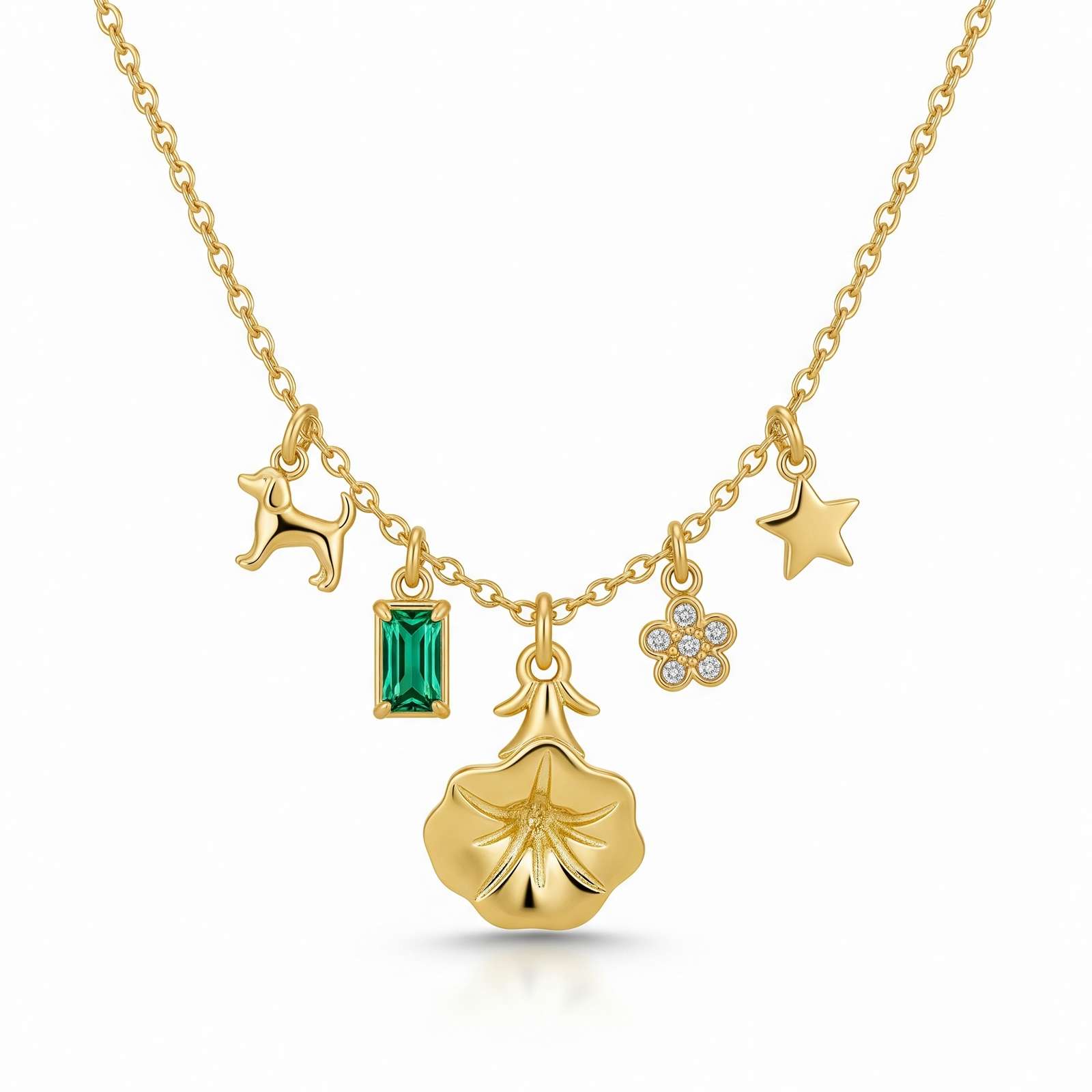 Custom Gold Charm Pendant Necklace – A Dedicated Women's Gift Necklace Featuring Birth Month Flower Charm & Meaningful Symbols in a Timeless Gold Finish