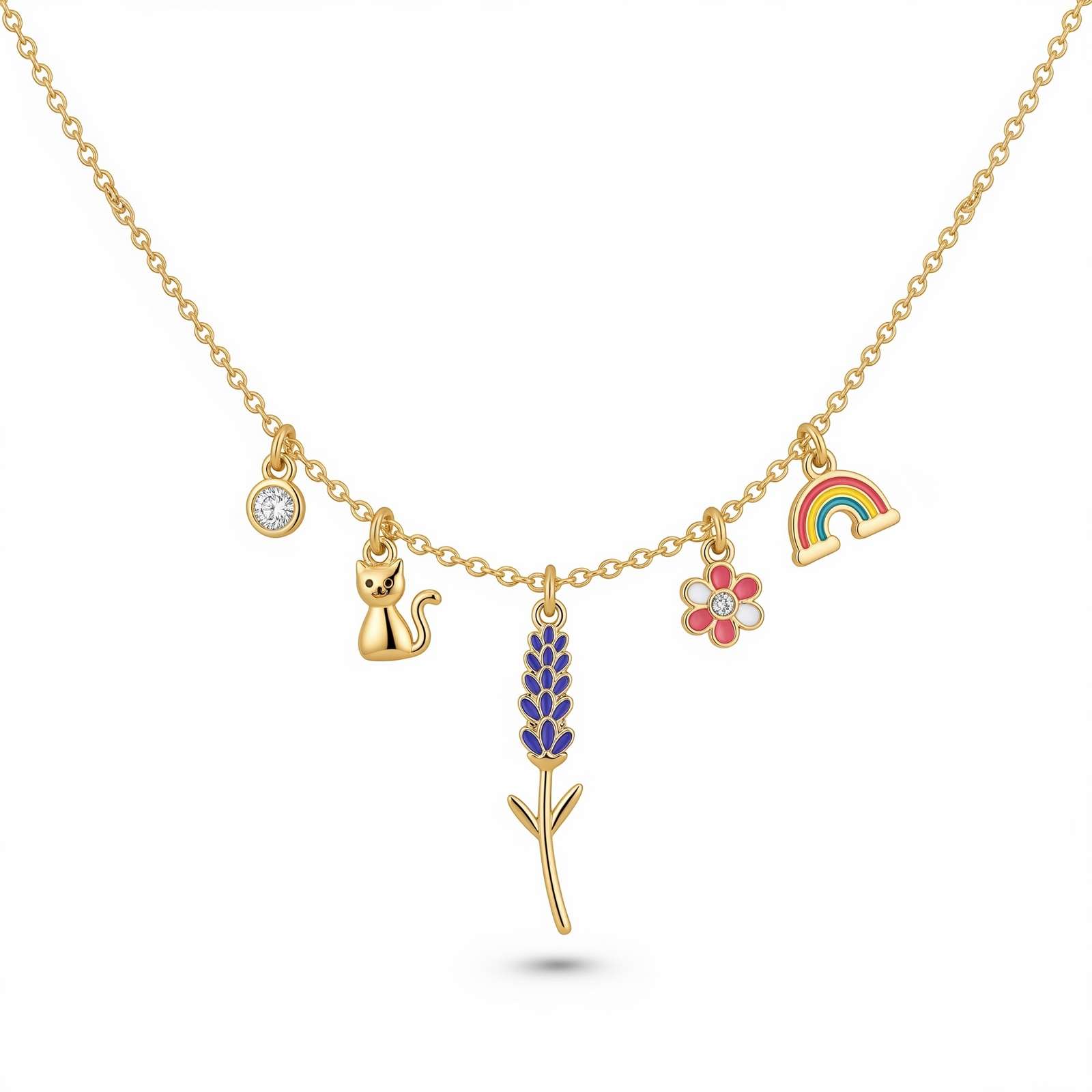 Dedicated Women's Charm Necklace with Custom Lavender Birth Flower Jewelry & Personalized Birth Month Charm Necklace for Everyday Magic
