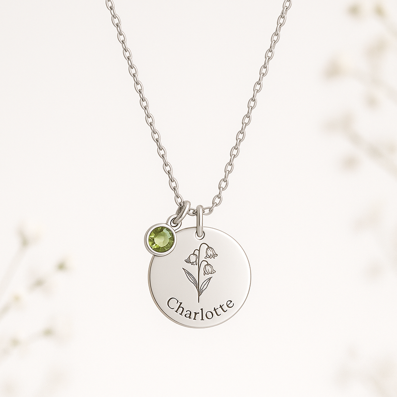 Custom Birth Month Flower Birthstone Charm Necklace: Boost Jewelry Sales with Durable, Personalized Stainless Steel Designs