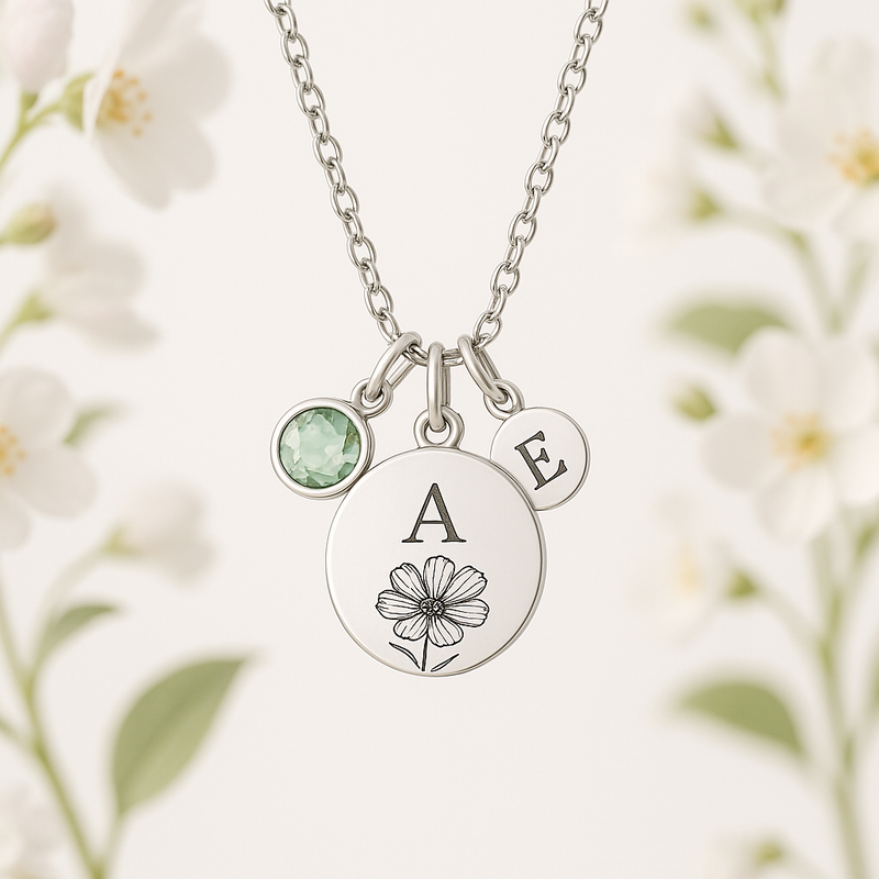 Unlock Wholesale Growth with Custom Birth Month Flower Birthstone Charm Necklace: High-Quality Stainless Steel Manufacturing Solutions