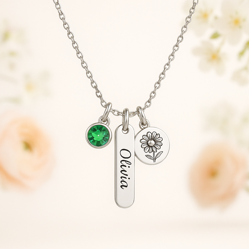 Custom Birthstone Flower Necklace: Boost Your Jewelry Brand with Personalized Charm Designs and Low MOQ Production