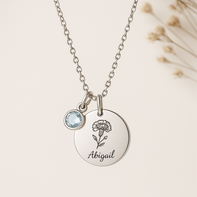 Custom Birth Month Flower Birthstone Charm Necklace: Boost Your Jewelry Business with Personalized Stainless Steel Designs