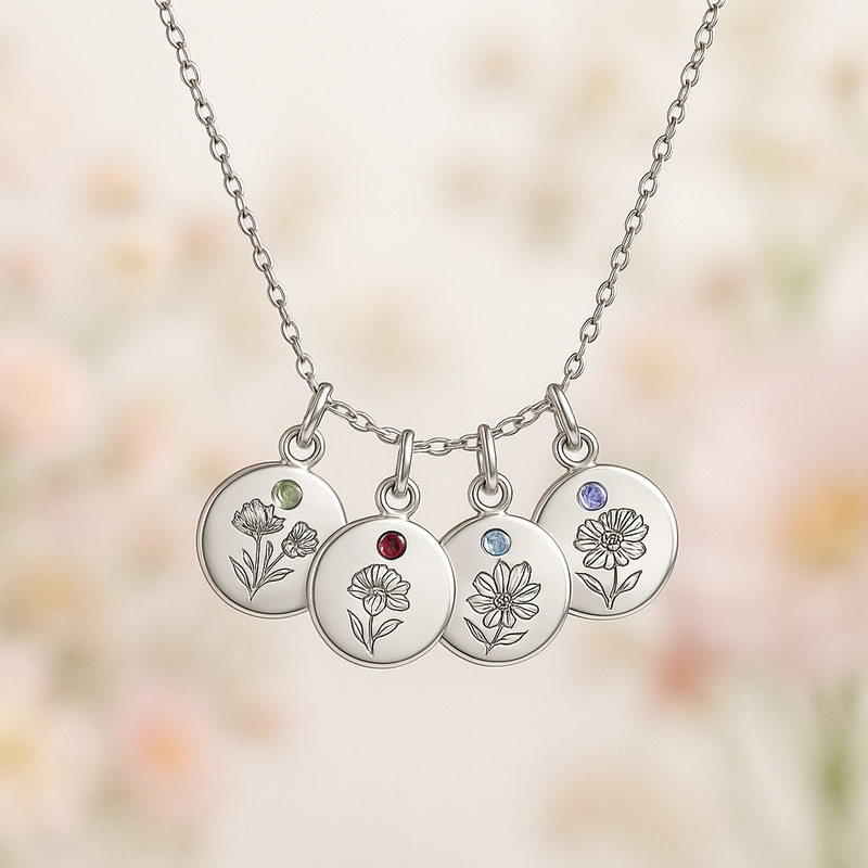 Custom Birthstone Flower Charm Necklace: Boost Your Jewelry Brand with Personalized Birth Month Flower Jewelry at Low MOQ