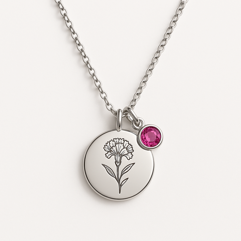 Custom Birth Month Flower Birthstone Charm Necklace: The Perfect Personalized Birth Month Flower Jewelry for Wholesale Success