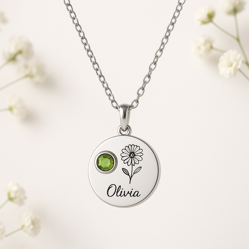 Dedicated Womens Custom Birthstone Necklace: Boost Business with Personalized Birth Flower Charms & Low MOQ Manufacturing