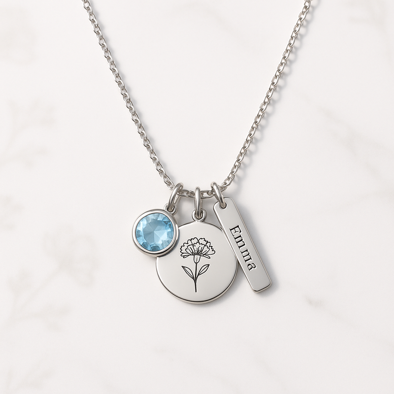 Boost Business with Dedicated Women's Birthstone Necklace: Custom Birth Flower Charm Designs for Low-MOQ Jewelry Brands