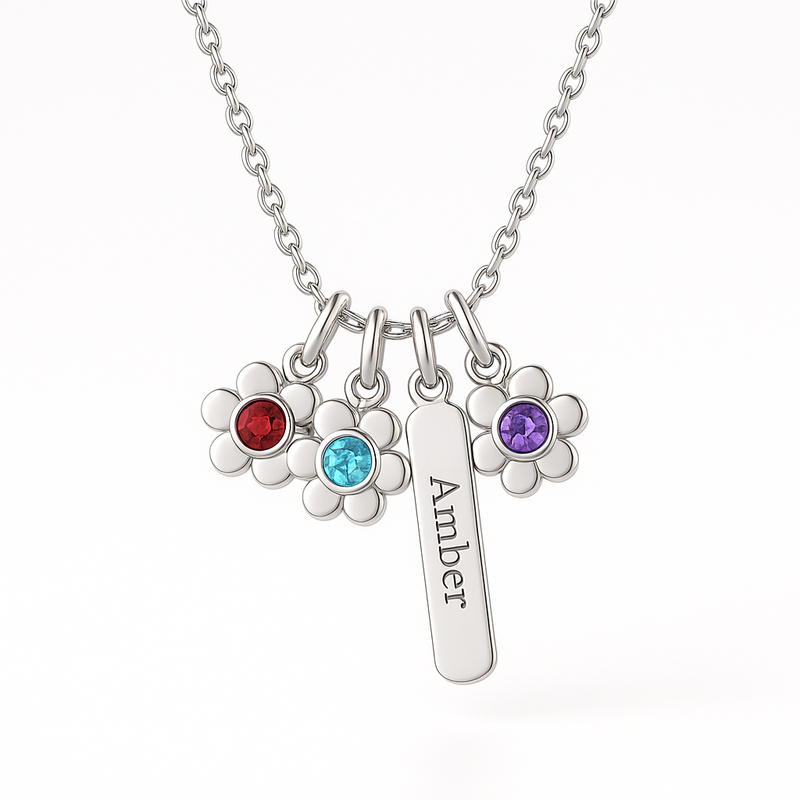 Custom Birthstone Charm Necklace Manufacturing: Boost Sales with Personalized Women's Gift & Flower Charm Designs