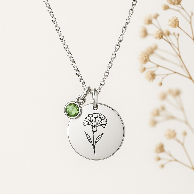 Custom Birth Month Flower Necklace: A Personalized Women's Birthstone Charm Necklace for Dedicated Gifts and Wholesale Opportunities