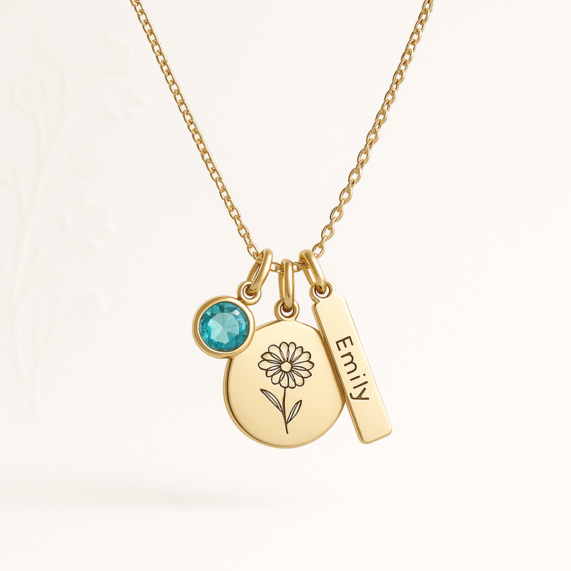Custom Birth Flower Birthstone Necklace Solutions for Wholesale: Boost Your Brand with Personalized Women's Gift and Custom Charm Options