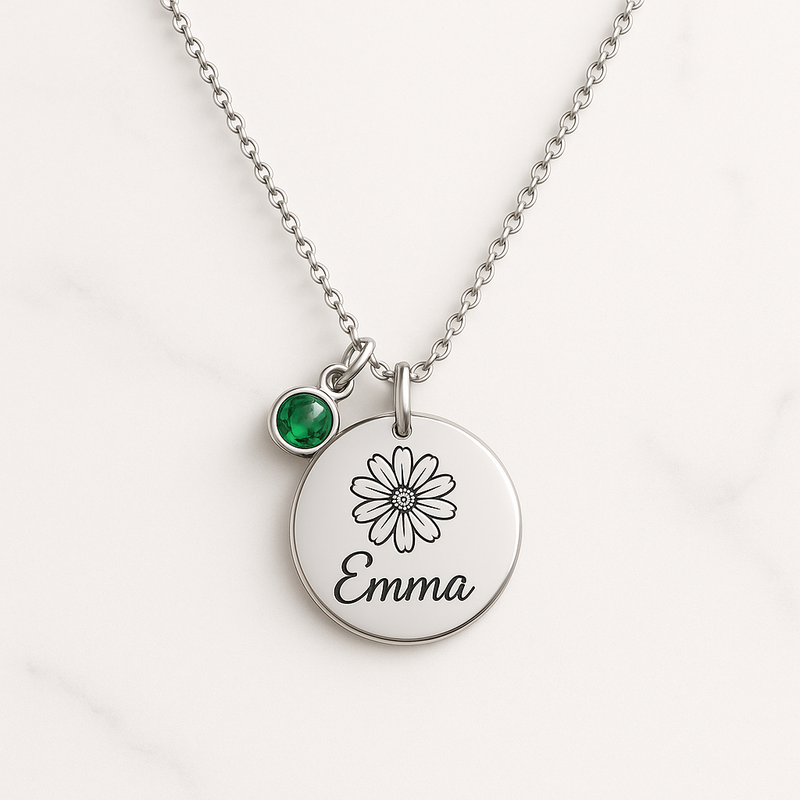 Boost Business Growth with a Dedicate Women's Gift Custom Birth Month Flower Birthstone Charm Necklace: Low MOQ & High Quality OEM Solutions