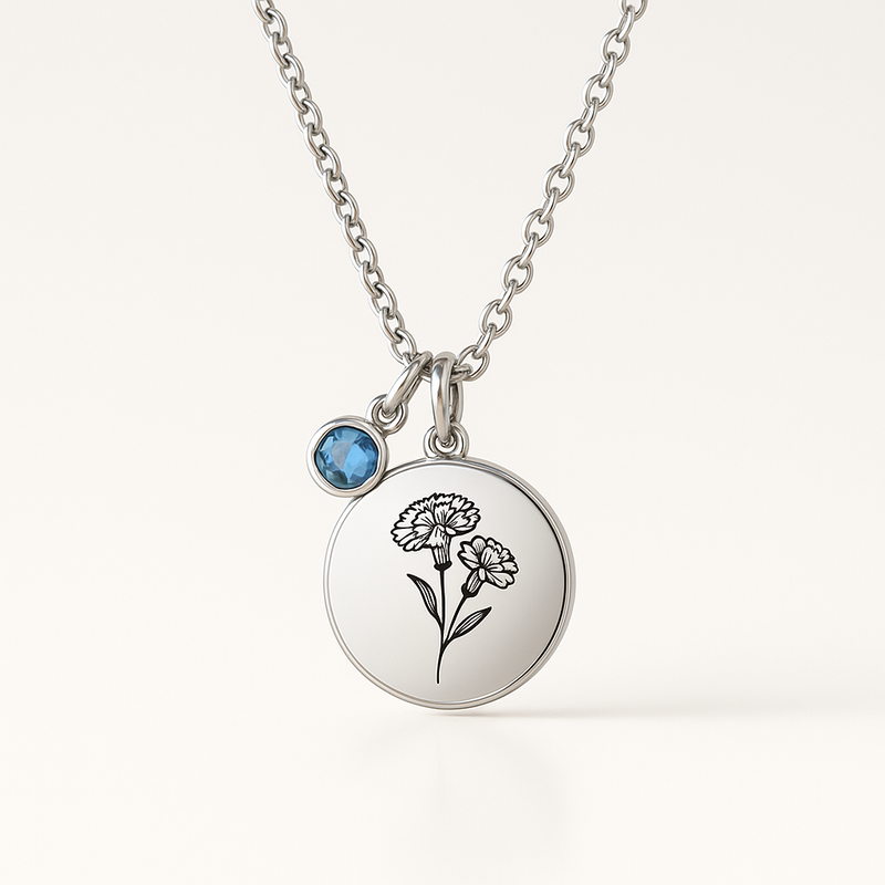 Elevate Your Brand with Dedicate Women's Gift Custom Birth Month Flower Birthstone Charm Necklace: Customization & Low MOQ for B2B Growth