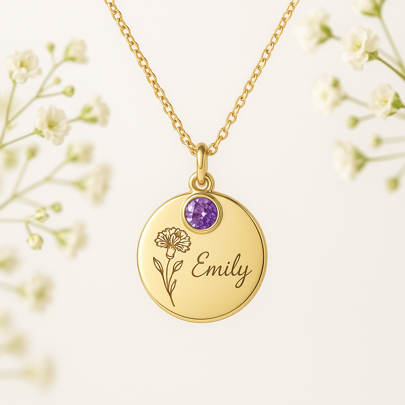 Boost Your Jewelry Business with Dedicate Women’s Gift Custom Birth Month Flower Birthstone Charm Necklace Wholesale Solutions