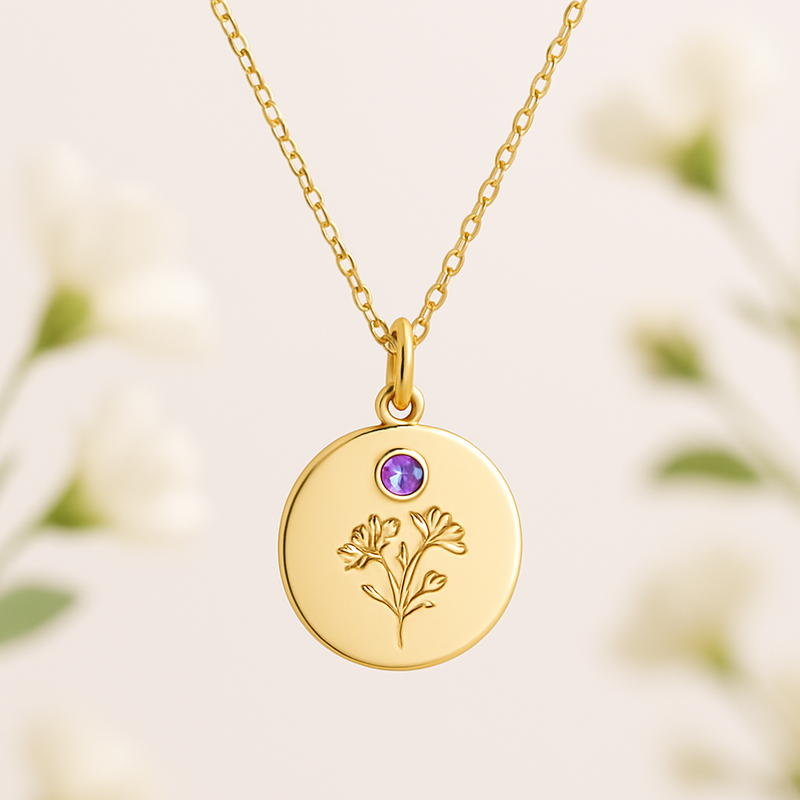 Custom Birth Month Flower Necklace: A Trendy Women's Personalized Birthstone Jewelry for Dedicated Gift for Her Necklaces