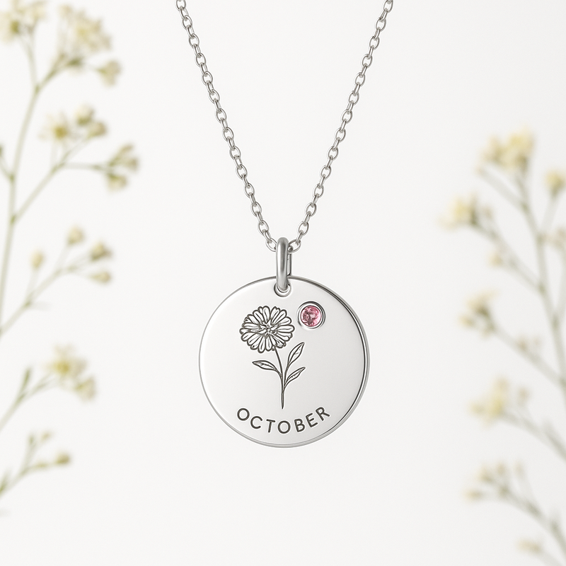 Enhance Your Jewelry Brand with Custom Birth Flower Birthstone Necklaces: The Ultimate Personalized Women's Birth Month Charm Necklace for Dedicate Gifts for Her Custom Jewelry
