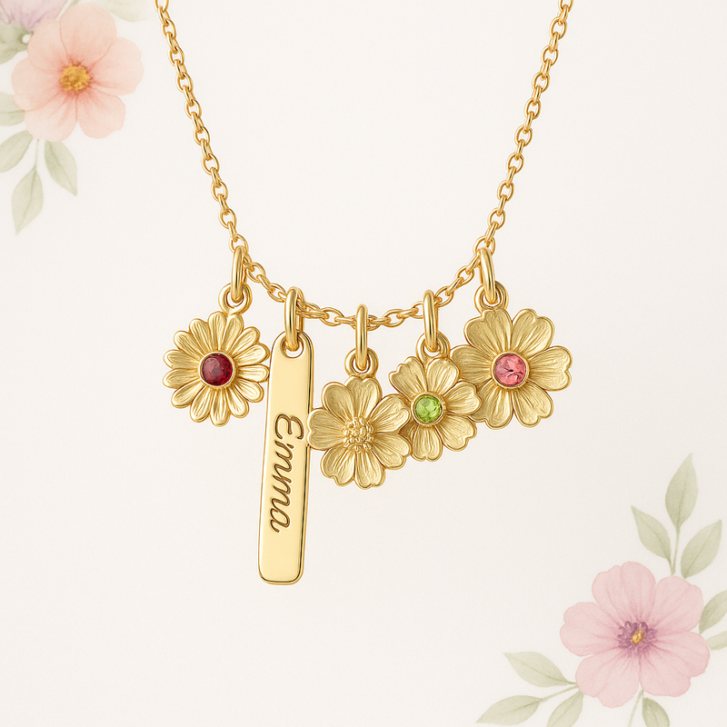 Boost Your Jewelry Brand with a Dedicate Women's Gift Custom Birth Month Flower Birthstone Charm Necklace: Low MOQ & Full Customization