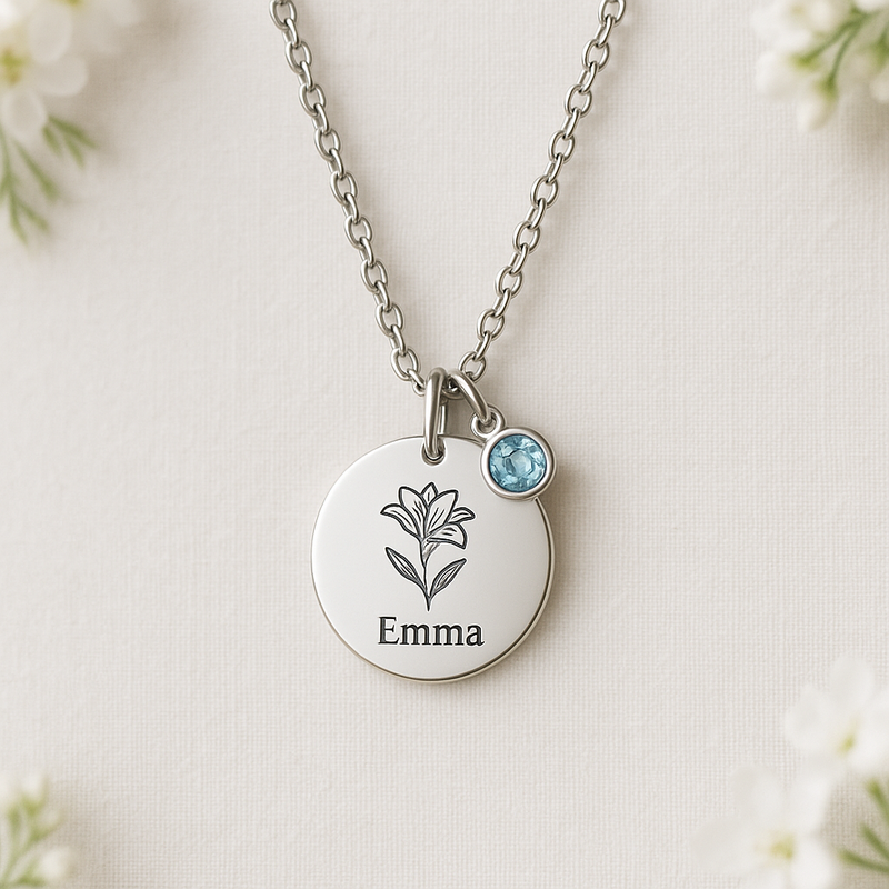 Boost Your Brand with a Dedicate Women's Gift Necklace: Custom Charm, Birth Month Flower & Birthstone Options at Low MOQ