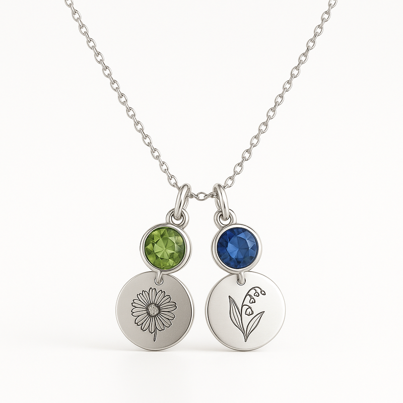 Dedicated Women’s Custom Birthstone Flower Necklace: The Perfect Personalized Birth Month Flower Charm Necklace for Custom Women’s Gifts