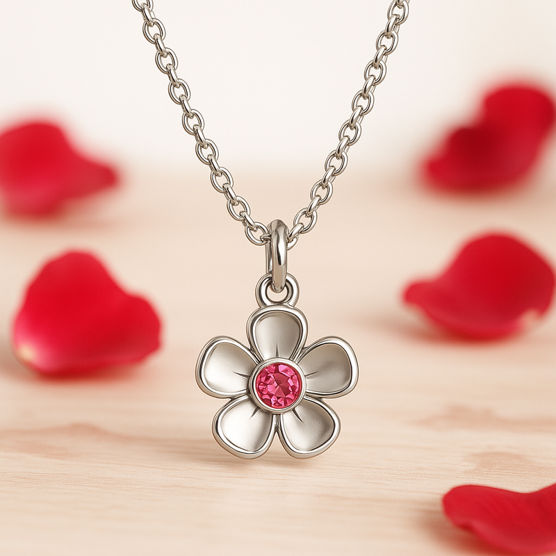 Custom Birthstone Flower Necklace: The Perfect Personalized Women’s Birth Month Charm Necklace for a Dedicate Gift with Custom Birthstone
