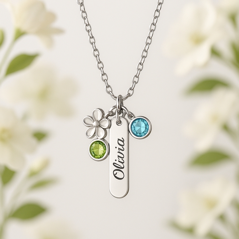 Custom Birthstone Flower Necklace: Boost Your Jewelry Line with Personalized Charm Gifts & Low MOQ Manufacturing
