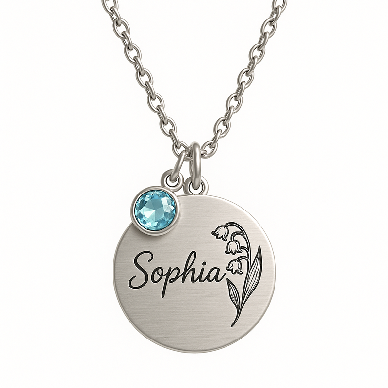 Dedicated Women's Custom Birthstone Necklace: The Ultimate Custom Gift for Her with Birthstone and Flower Jewelry