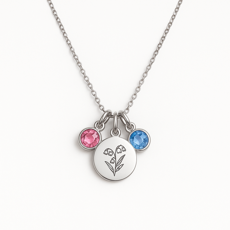Custom Birthstone Charm Necklace Wholesale: Boost Sales with Personalized Women's Gifts Featuring Birth Flowers
