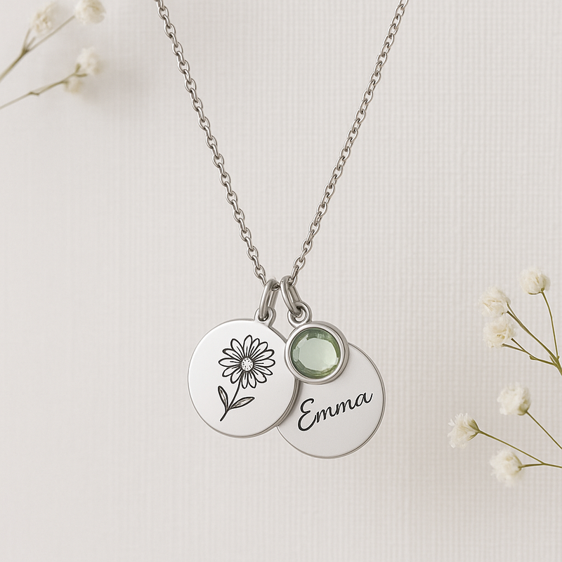 Unlock Business Growth with Dedicate Women's Birthstone Necklaces: Custom Flower Birth Month & Personalized Charm Options in Durable Stainless Steel