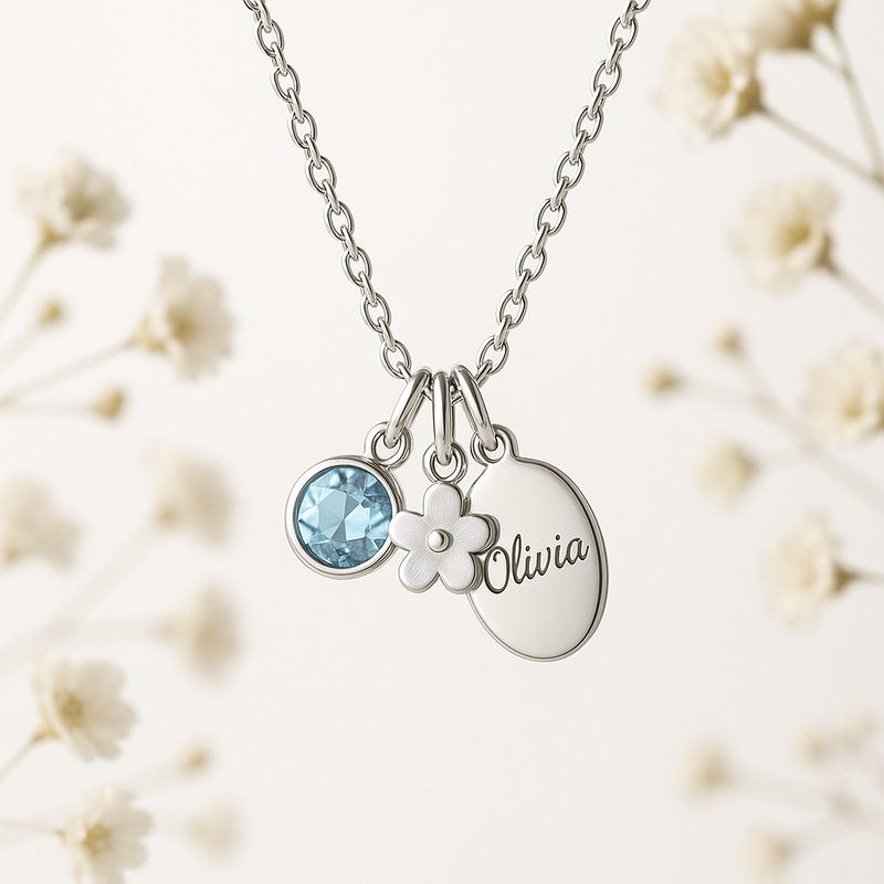 Boost Your Jewelry Brand with Dedicate Women's Birthstone Necklace: Custom Flower Charms & Personalized Gifts at Low MOQ