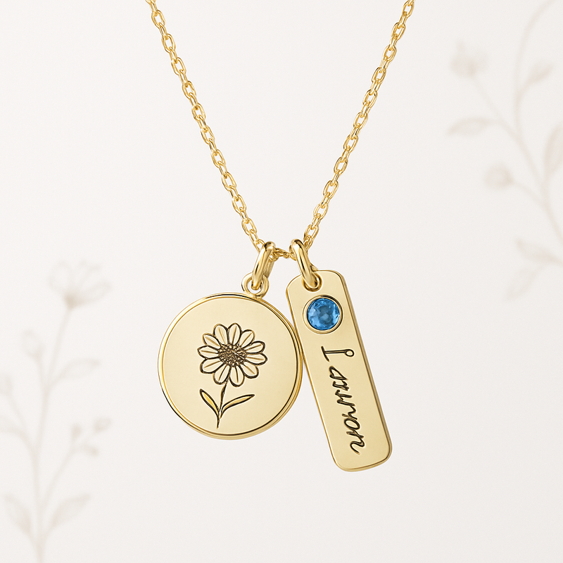Dedicated Women's Birthstone Necklace: Boost Your Brand with Custom Flower Birth Month Jewelry & Personalized Charm Gifts