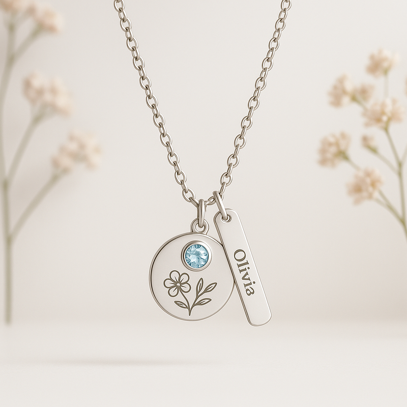 Dedicated Women’s Custom Birthstone Necklace: Low-MOQ OEM Solution for Trending Personalized Flower Jewelry